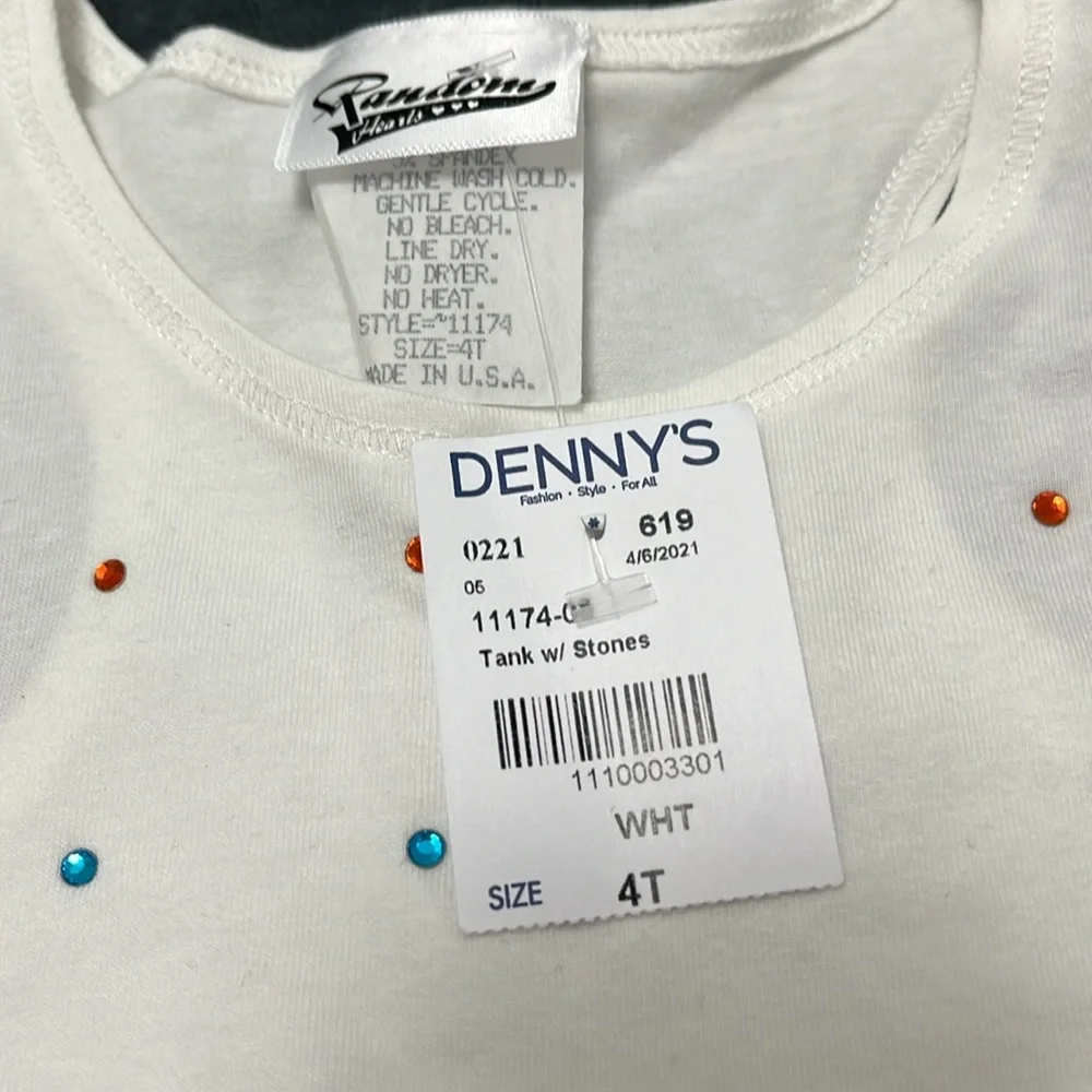 Random Hearts NWT Girls ivory rhinestone tank size 4T - Picture 4 of 6